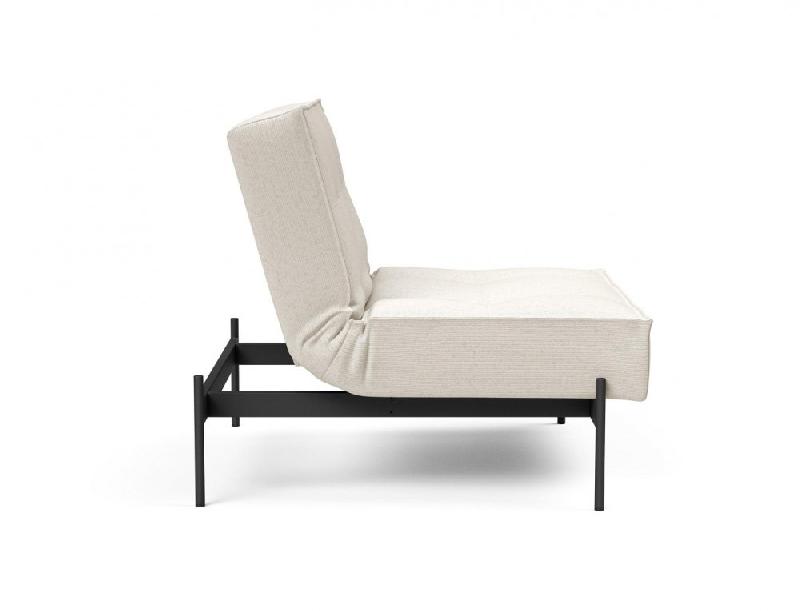 Innovation Living - Fauteuil design Splitback convertible lit 90x115 cm - Bouclé Off White - Pieds acier noir mat_4