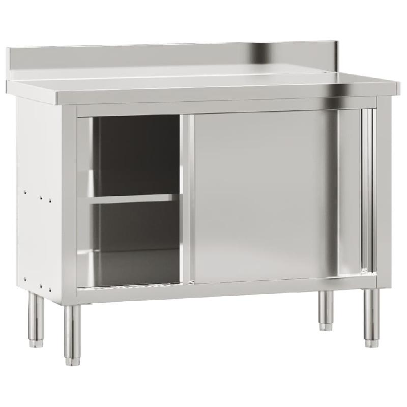 Vidaxl table de travail de cuisine avec portes coulissantes inox 376441_4
