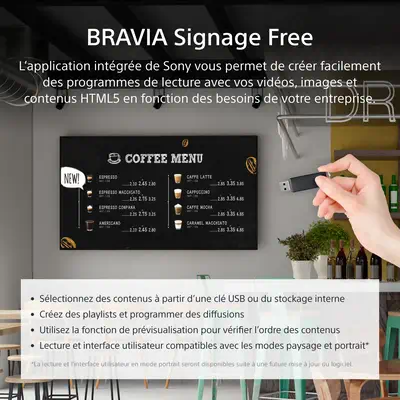 Sony FW-55EZ20L àÉcran d'affichage dynamique àÉcran plat de signalisation numérique 139,7 cm (55