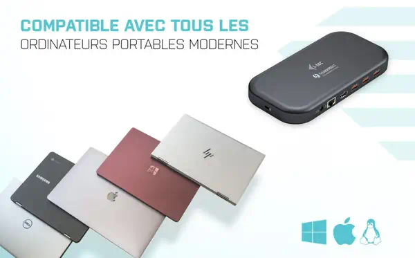 Thunderbolt 3/USB-C Dual 4K Docking Station + USB-C to DisplayPort Cable (1,5 m) + Power Delivery 60_4