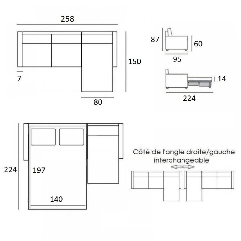 Canapé d'angle convertible PARADISO gris silver - Système express - Couchage 140 cm - Matelas 14 cm_4