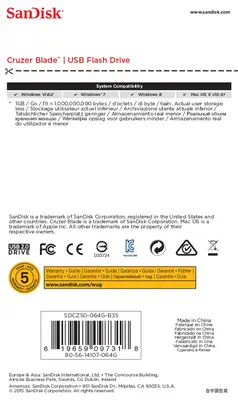 SanDisk Cruzer Blade lecteur USB flash 64 Go USB Type-A 2.0 Noir, Rouge_4