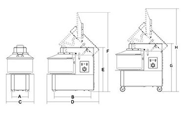 Pétrin professionnel Hercules 20-30-40-50 TA - Sirman - 17 à 44 kg - tête relevable et cuve amovible_4