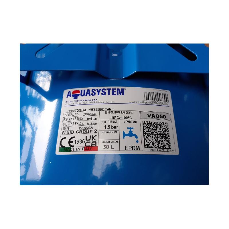 Occasion Réservoir d'eau sous pression Aquasystem 50L horizontal - vessie résistante - 10 bars_4