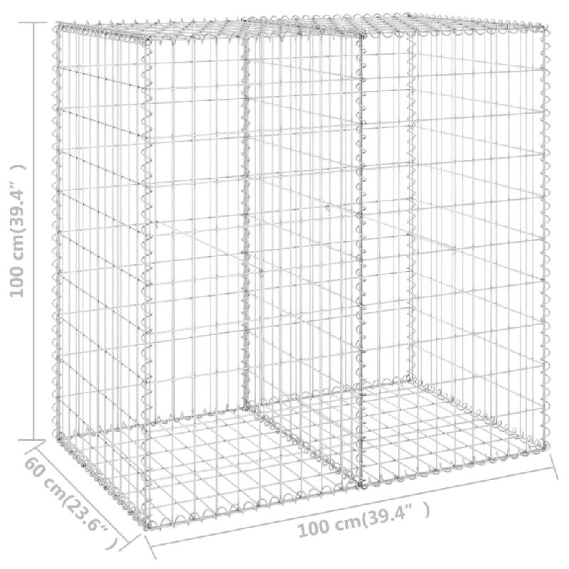 Vidaxl mur en gabion avec couvercles acier galvanisé 100x60x100 cm 147813_4