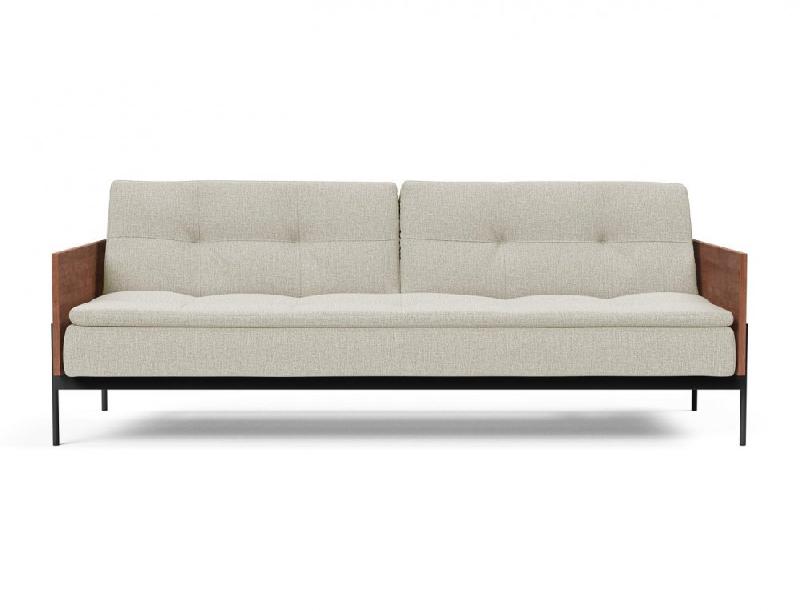 Innovation Living - Canapé-lit design Dublexo Lauge Mixed Dance Natural convertible 115x210 cm - Accoudoirs noyer et métal noir_4