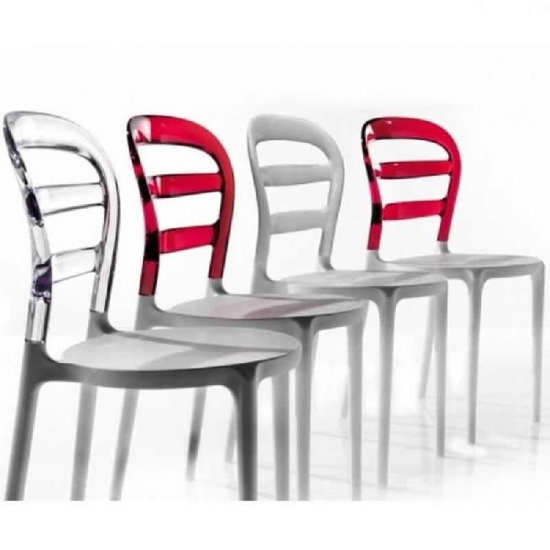 Lot de 4 chaises design DEJAVU - polycarbonate rouge et blanc, pieds laqués blancs_4