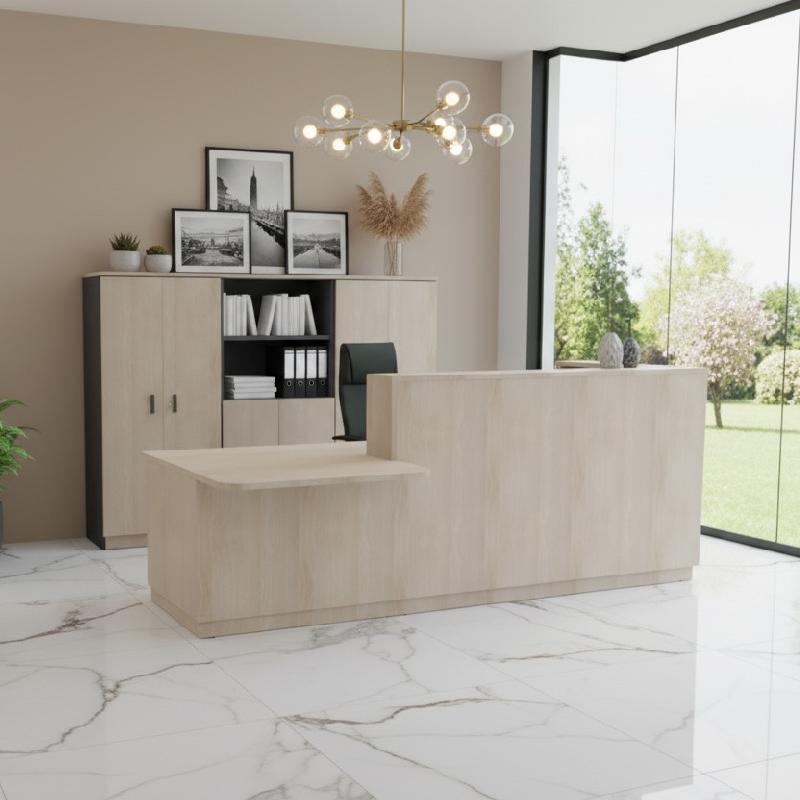 Banque d'accueil monocolore avec PMR Delta - 242, Gauche, Acacia clair_4