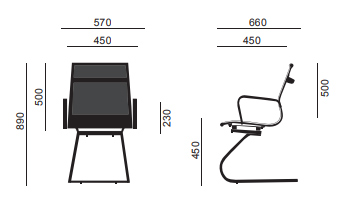 Lot de 2 fauteuils de réunion ARIANE - Résille haute résistance - Piètement luge - Référence 8005 FR206_4
