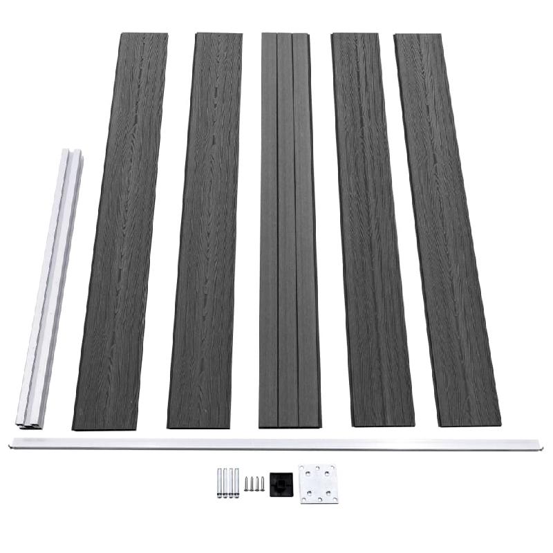 Vidaxl ensemble de panneau de clôture wpc 699x105 cm noir 3070449_4