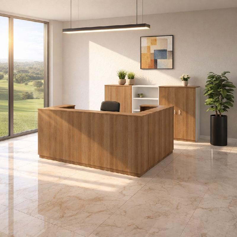 Banque d'accueil d'angle Delta Plus - Mobel Linea - 244, Droite, Acacia foncé_0