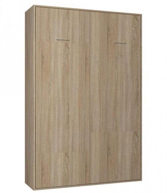Composition armoire lit escamotable SMART-V2 - chêne naturel - couchage 140 x 200 cm avec bibliothèque intégrée_4