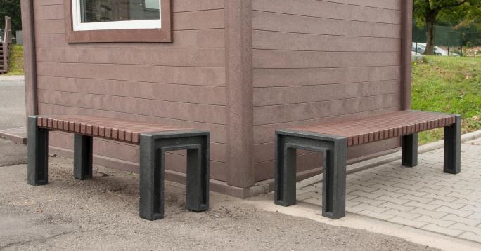 Banc public 100% plastique recyclé - UENO - Noir et marron - Longueur 130 ou 180cm - Imputrescible et sans entretien_4