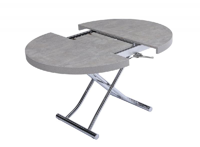 Table basse ronde extensible avec piétement courbé chromé