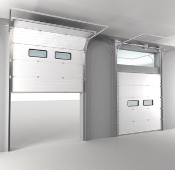 Porte de garage pour bâtiment industriel avec protection anti-effraction