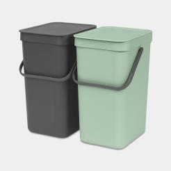Poubelle encastrée Sort & Go Built-in Bin - 2 x 12 Litres - Jade Green & Grey - Brabantia_4