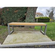 Banc public méridienne Miami Wood - Design Art Déco 1910, acier et bois, dimensions 150x45x45 cm