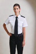 Chemise de travail femme manches courtes Pilote - Réf: PR312 - popeline polyester/coton, facile d'entretien_4