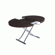 Table basse ronde relevable et extensible SATURNA Wengé - Diamètre 105 cm - Plateau extensible jusqu'à 135 cm_4