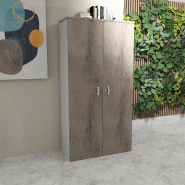 Armoire haute 197 cm avec portes battantes - Mobel Linea - 100, Chêne grisé_4
