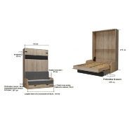 Lit escamotable industriel KEY SOFA - accoudoirs chêne - 140x200 cm - Canapé avec tiroirs - Gris_4