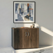 Armoire de bureau avec portes décor bois - MDD - Noyer, Gris anthracite_4
