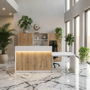 Bureau d'accueil PMR 1 personne Eira avec option LED - Mobel Linea - 242, Droite, Oui, Blanc/ chêne veiné_4