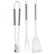 Set barbecue 3 pièces inox - Fourchette, spatule et pinces - avec sac en nylon et fermeture éclair_4