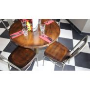 Chaise Sanks AB Verticale SIF - Structure Acier Thermolaqué Verni Transparent - Assise en Pin - Empilable_4