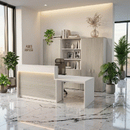 Bureau d'accueil PMR 1 personne Eira avec option LED - Mobel Linea - 242, Droite, Oui, Blanc/ acacia clair_4