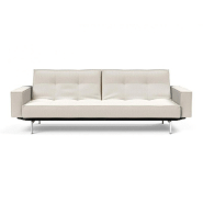 Innovation Living - Canapé Splitback pieds chromés avec accoudoirs - Convertible lit 115x210 cm - Tissu bouclé Off White_4