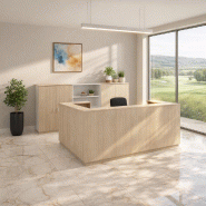 Banque d'accueil d'angle Delta Plus - Mobel Linea - 244, Gauche, Acacia clair_0