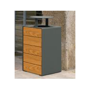 Corbeille publique 120 litres - KUB avec porte frontale et options de couvercle en acier ou bois_4