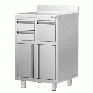Meuble inox pour machine à café - 600 x 600 mm - 2 tiroirs - Knock box_4