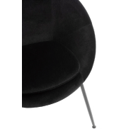 Chaise TROE ronde - Noir - Design rétro avec accoudoirs - Structure métal - Assise tissu et mousse_4
