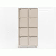 Meuble vestiaires 6 ou 8 cases - MDD - Beige, A clé, 2 x 4 cases, Petits pieds avec vérins_4