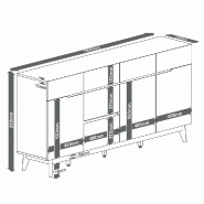 Buffet Cachan blanc laqué mat - 6 tiroirs, 3 portes, piétement en chêne massif_4