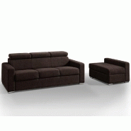 Canapé d'angle 4-5 places Faster XXL - Convertible express avec matelas 18 cm en microfibre marron - Méridienne modulable_4