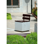 Chaise Kube P UM372SLP - béton préfabriqué gris granite avec lattes en bois tropical traité_4
