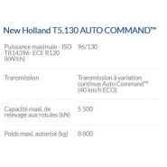T5.130 Auto Command Tracteur Agricole - New Holland - Puissance Maxi 96/130 kW/Ch - Transmission à variation continue_4