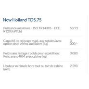 Td5.75 tracteur agricole - New Holland - 72 ch - moteur biodiesel, cabine VisionView™ et inverseur hydraulique_4