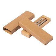 Parure de stylos en acier inoxydable recyclé - Stylo à bille et roller avec encre bleue - Livrée dans une boîte en papier kraft_4