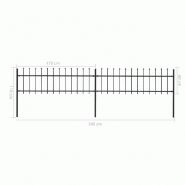 Vidaxl clôture de jardin avec dessus en lance acier 3,4 x 0,6 m noir 277594_4