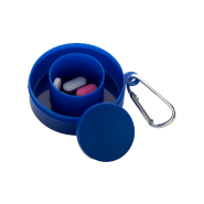 Gobelet pliable - plastique PP recyclé - 220 ml avec compartiment pilulier et mousqueton en métal - couleur bleu_4