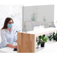 Vitre de Protection Plexiglass 4 mm Transparent MM H 70 x L 90cm + 2 Pieds - Réf : 490706 - Ouverture « passe-documents »_4