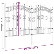 Vidaxl clôture de jardin avec sommet de lance noir 165 cm 151086_4