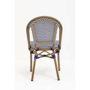 Chaise de terrasse légère et empilable - Lazare - textilène bleu et blanc - aluminium couleur rotin_4