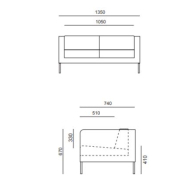 Ensemble Fauteuil et Canapé 2 Places KUBE - Référence 8814 FR206 - Design minimaliste et pieds chromés_4