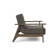Fauteuil design convertible lit SPLITBACK FREJ - Innovation Living - Flashtex Dark Grey - Accoudoirs chêne fumé - 90x115 cm_4