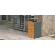 Corbeille publique grande capacité 120L - porte frontale, modularité - KUB acier ou bois_4